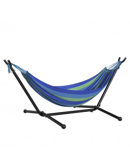 Outsunny Hammock with Metal Stand and Portable Carrying Bag, Green Stripe - pic 12812 | FastDaddyshop