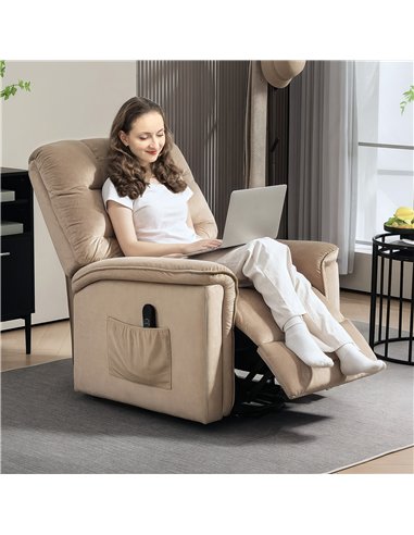 HOMCOM Velvet-Feel Electric Lift Recliner Chair - Brown
