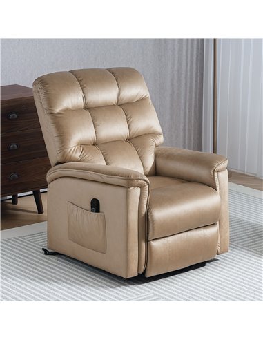HOMCOM Velvet-Feel Electric Lift Recliner Chair - Brown