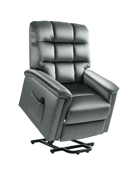 HOMCOM Velvet-Feel Electric Lift Recliner Chair - Dark Grey - pic 128127 | FastDaddyshop