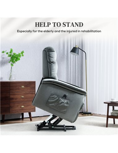 HOMCOM Velvet-Feel Electric Lift Recliner Chair - Dark Grey