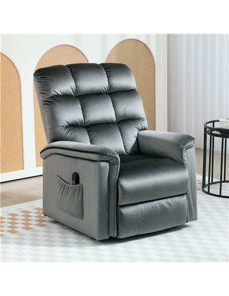 HOMCOM Velvet-Feel Electric Lift Recliner Chair - Dark Grey - pic 128135 | FastDaddyshop