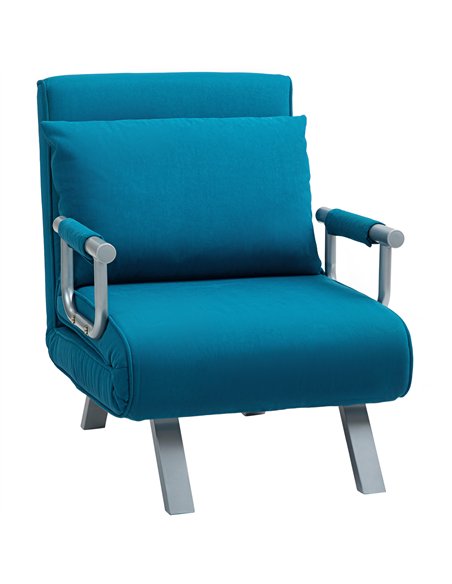 HOMCOM 4-in-1 Faux Suede Chair Bed - Blue - pic 128136 | FastDaddyshop