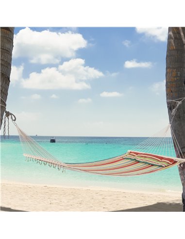 Outsunny Double Outdoor Patio Cotton Hammock Swing Bed with Pillow,  188 x 140 cm, Green