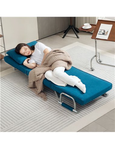 HOMCOM 4-in-1 Faux Suede Chair Bed - Blue