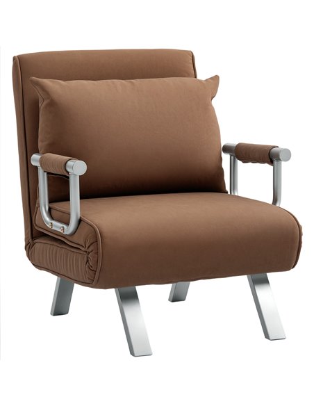 HOMCOM 4-in-1 Faux Suede Chair Bed - Coffee - pic 128145 | FastDaddyshop