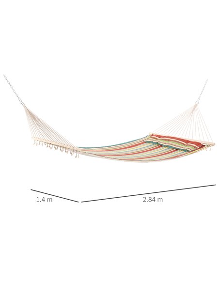 Outsunny Double Outdoor Patio Cotton Hammock Swing Bed with Pillow,  188 x 140 cm, Green - pic 12815 | FastDaddyshop