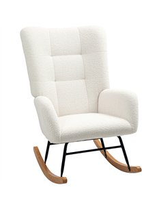 HOMCOM Teddy Fleece Rocking Chair - Cream White