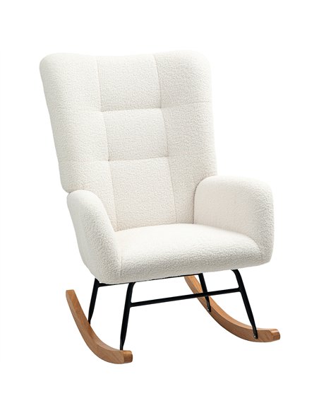 HOMCOM Teddy Fleece Rocking Chair - Cream White - pic 128154 | FastDaddyshop