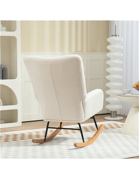 HOMCOM Teddy Fleece Rocking Chair - Cream White - pic 128159 | FastDaddyshop