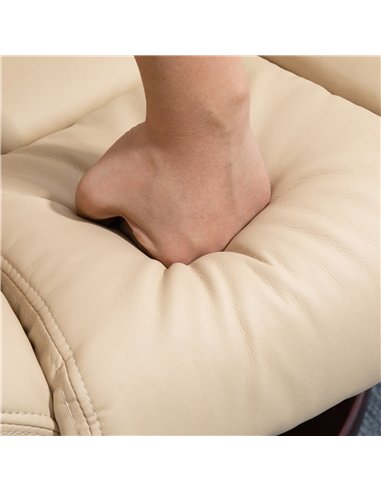 HOMCOM Faux Leather 135° Reclining Chair and Footstool - Beige