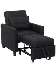 HOMCOM Linen-Look Single Chair Bed - Black
