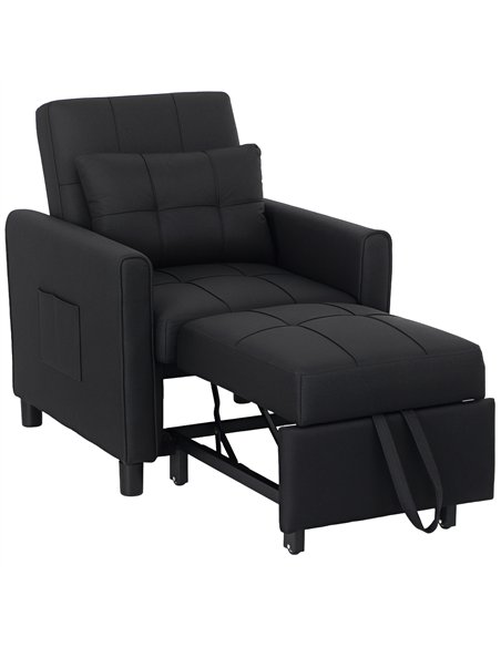 HOMCOM Linen-Look Single Chair Bed - Black - pic 128172 | FastDaddyshop