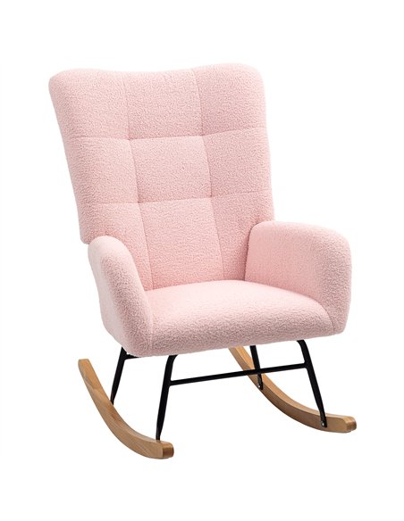 HOMCOM Teddy Fleece Rocking Chair - Pink - pic 128181 | FastDaddyshop
