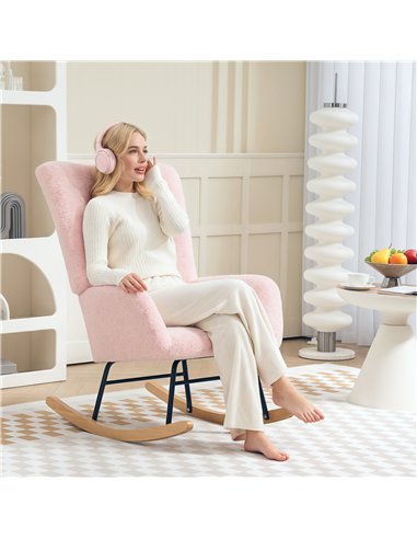 HOMCOM Teddy Fleece Rocking Chair - Pink