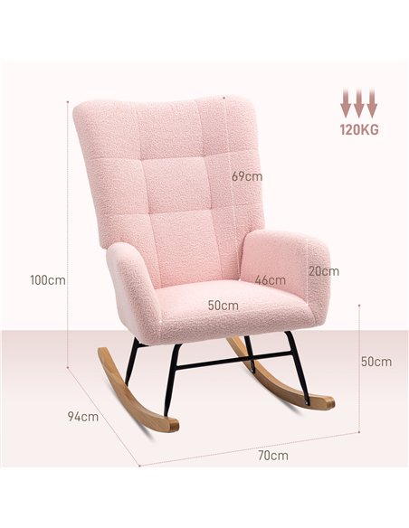 HOMCOM Teddy Fleece Rocking Chair - Pink - pic 128183 | FastDaddyshop