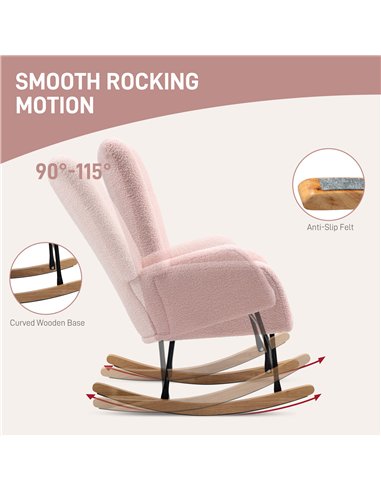 HOMCOM Teddy Fleece Rocking Chair - Pink