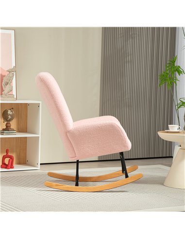 HOMCOM Teddy Fleece Rocking Chair - Pink