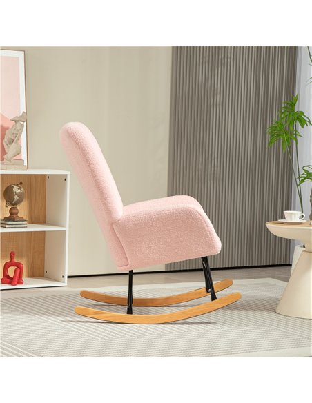 HOMCOM Teddy Fleece Rocking Chair - Pink - pic 128186 | FastDaddyshop