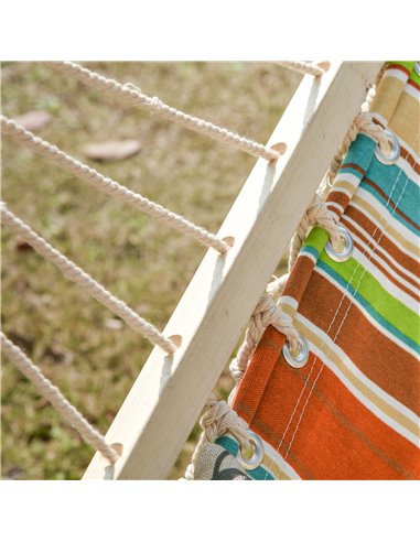 Outsunny Double Outdoor Patio Cotton Hammock Swing Bed with Pillow,  188 x 140 cm, Green
