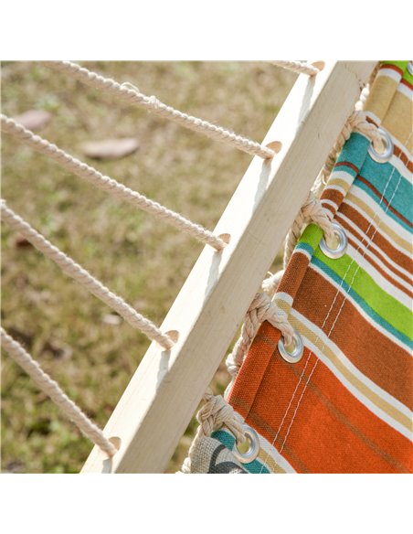Outsunny Double Outdoor Patio Cotton Hammock Swing Bed with Pillow,  188 x 140 cm, Green - pic 12820 | FastDaddyshop