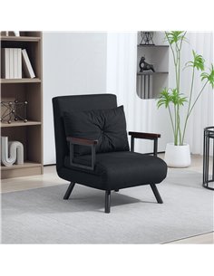 HOMCOM 4-in-1 Velvet-Feel Single Chair Bed, with Pillow - Black 2