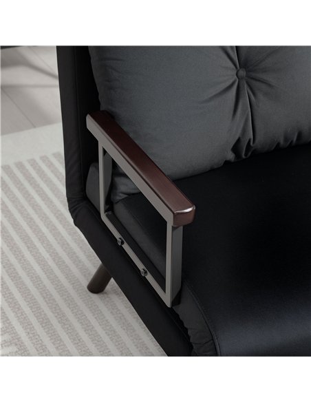 HOMCOM 4-in-1 Velvet-Feel Single Chair Bed, with Pillow - Black - pic 128206 | FastDaddyshop