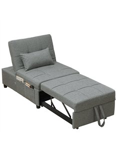 HOMCOM Four-In-One Single Sleeper Chair - Dark Grey