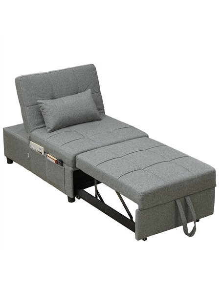 HOMCOM Four-In-One Single Sleeper Chair - Dark Grey - pic 128208 | FastDaddyshop