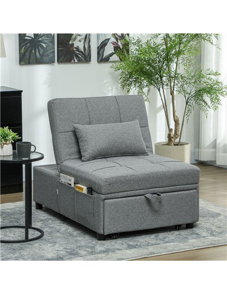HOMCOM Four-In-One Single Sleeper Chair - Dark Grey - pic 128209 | FastDaddyshop