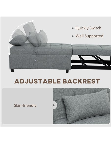 HOMCOM Four-In-One Single Sleeper Chair - Dark Grey - pic 128213 | FastDaddyshop