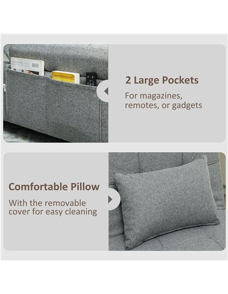 HOMCOM Four-In-One Single Sleeper Chair - Dark Grey - pic 128215 | FastDaddyshop