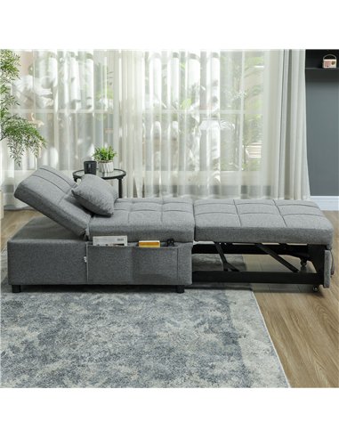 HOMCOM Four-In-One Single Sleeper Chair - Dark Grey