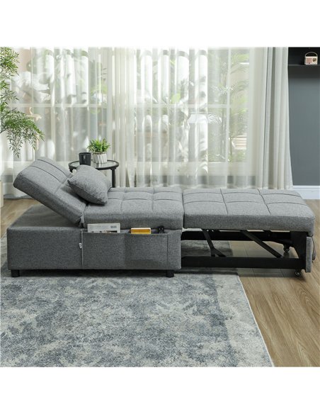 HOMCOM Four-In-One Single Sleeper Chair - Dark Grey - pic 128216 | FastDaddyshop