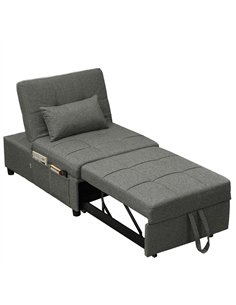 HOMCOM Four-In-One Single Sleeper Chair - Dark Grey