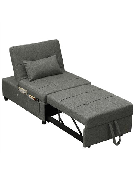 HOMCOM Four-In-One Single Sleeper Chair - Dark Grey - pic 128217 | FastDaddyshop