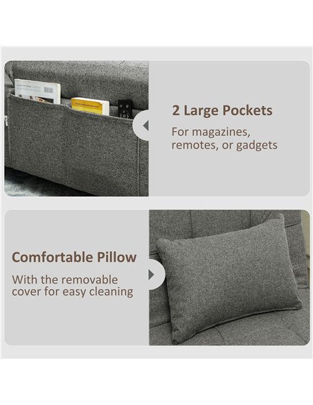 HOMCOM Four-In-One Single Sleeper Chair - Dark Grey - pic 128224 | FastDaddyshop