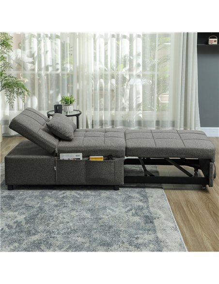 HOMCOM Four-In-One Single Sleeper Chair - Dark Grey - pic 128225 | FastDaddyshop