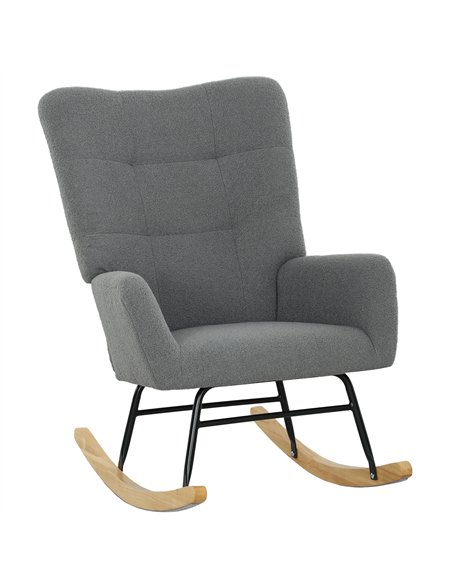 HOMCOM Teddy Fleece Rocking Chair - Grey - pic 128235 | FastDaddyshop