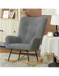 HOMCOM Teddy Fleece Rocking Chair - Grey 2