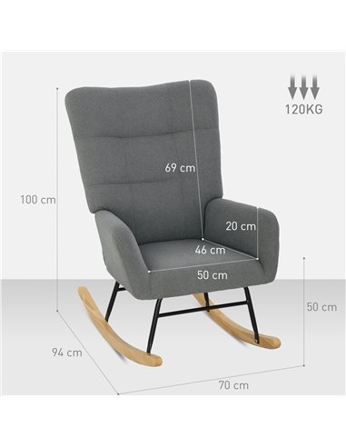 HOMCOM Teddy Fleece Rocking Chair - Grey