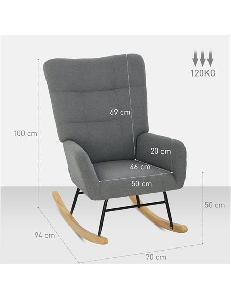 HOMCOM Teddy Fleece Rocking Chair - Grey - pic 128237 | FastDaddyshop