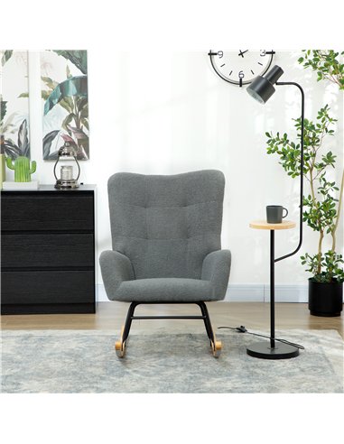 HOMCOM Teddy Fleece Rocking Chair - Grey