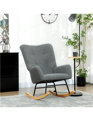 HOMCOM Teddy Fleece Rocking Chair - Grey