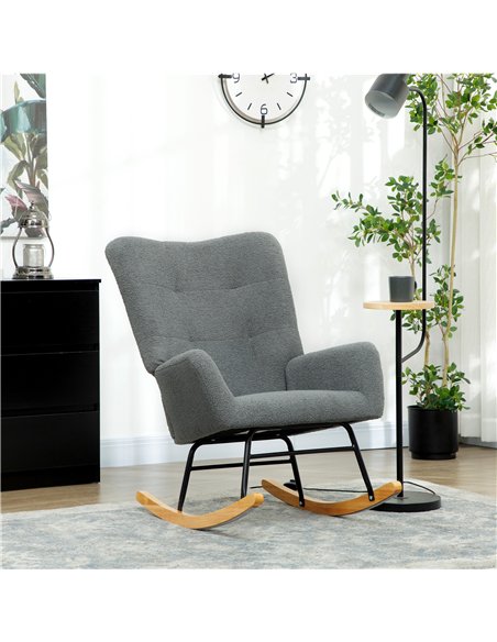 HOMCOM Teddy Fleece Rocking Chair - Grey - pic 128241 | FastDaddyshop