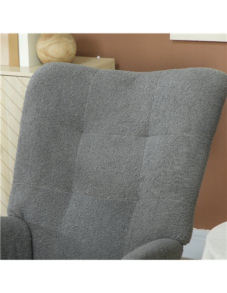 HOMCOM Teddy Fleece Rocking Chair - Grey - pic 128242 | FastDaddyshop