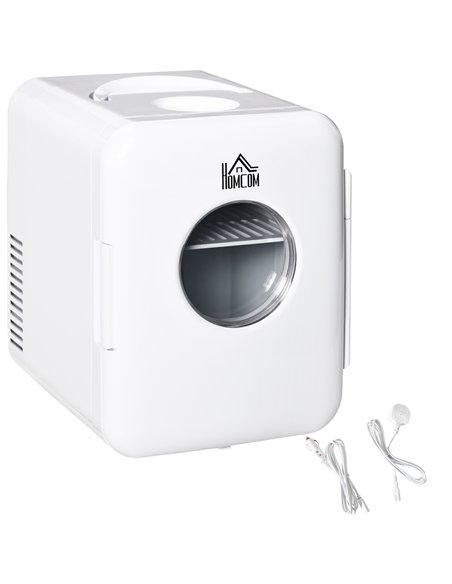 HOMCOM 4L Mini Fridge 6Can, AC+DC Portable Cooler & Warmer Car Refrigerator for Skincare, Makeup, Cosmetics, Food, for Bedroom,  - pic 128253 | FastDaddyshop