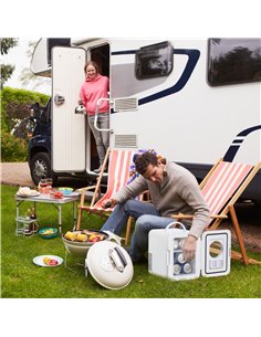 HOMCOM 4L Mini Fridge 6Can, AC+DC Portable Cooler & Warmer Car Refrigerator for Skincare, Makeup, Cosmetics, Food, for Bedroom,  2