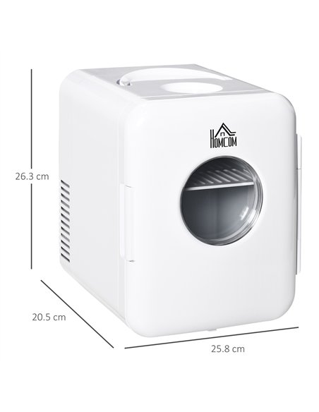 HOMCOM 4L Mini Fridge 6Can, AC+DC Portable Cooler & Warmer Car Refrigerator for Skincare, Makeup, Cosmetics, Food, for Bedroom,  - pic 128255 | FastDaddyshop