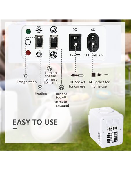 HOMCOM 4L Mini Fridge 6Can, AC+DC Portable Cooler & Warmer Car Refrigerator for Skincare, Makeup, Cosmetics, Food, for Bedroom,  - pic 128259 | FastDaddyshop
